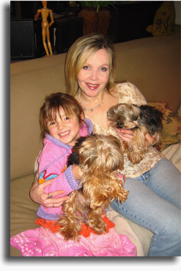 Teddy Bear Artist Denise Purrington with her Niece Neva and Yorky's Monty and Sadie